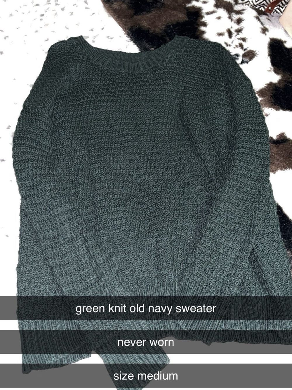 Old Navy Dark Green Textured Crewneck Sweater